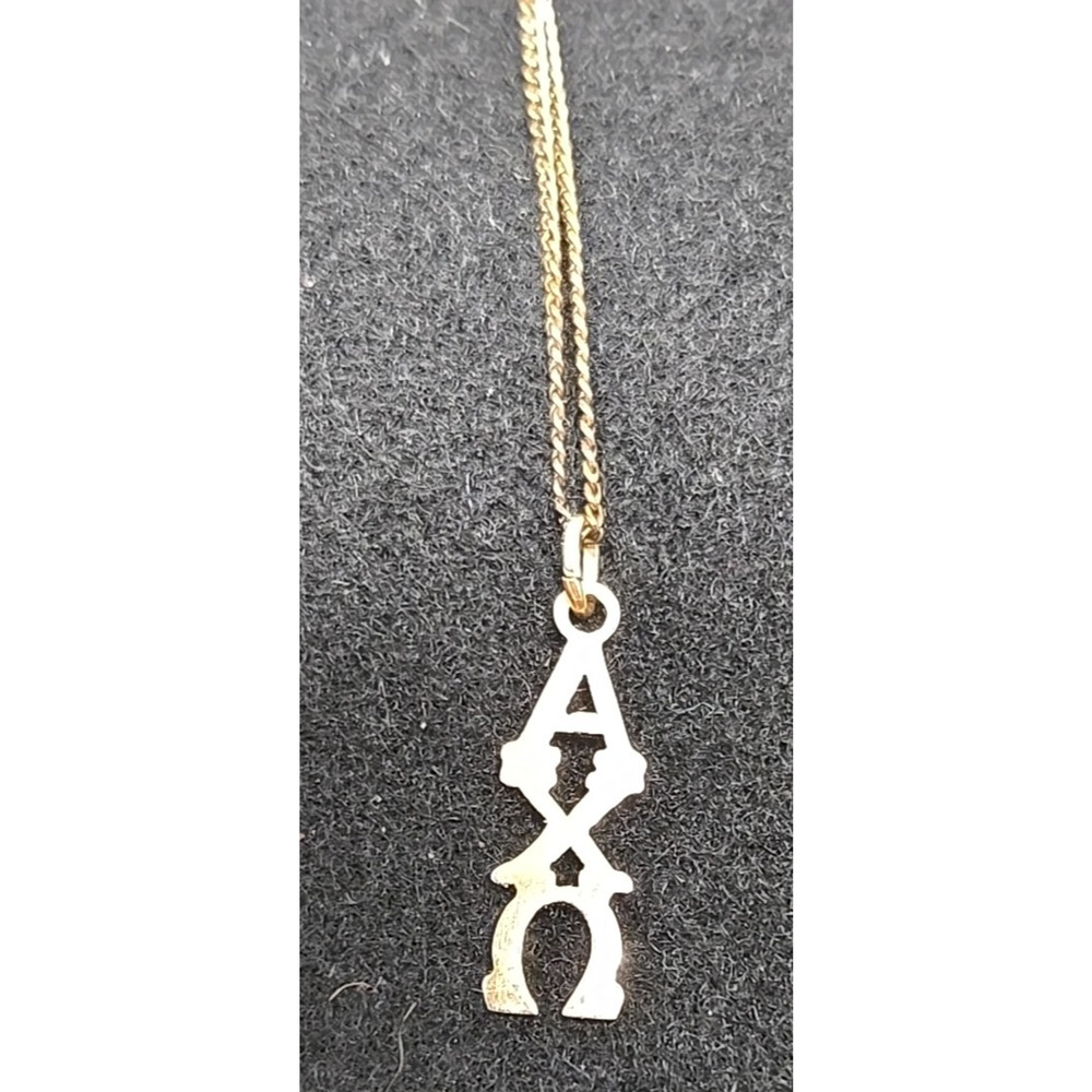 Vintage Alpha Chi Omega Lavaliere1/20 12K GF Gold Filled Necklace 19" Pendent